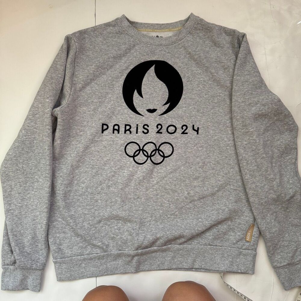 Paris 2024 Olympics Women's Heather Crew Neck Fleece Pullover Sweatshirt Gray XL